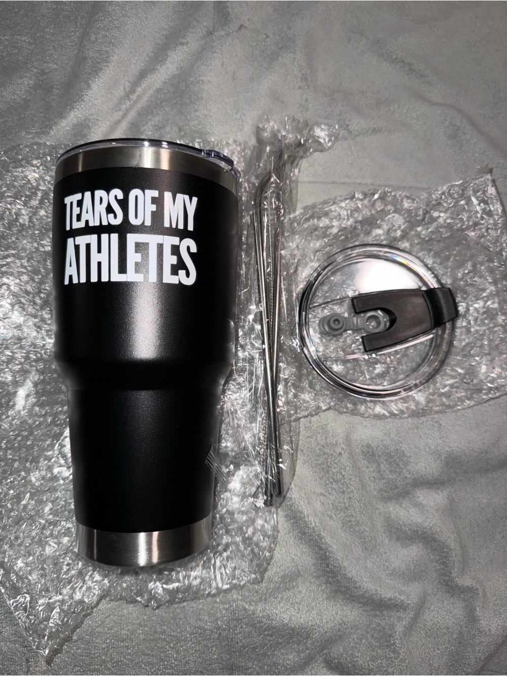 Black Stainless Steel Tumbler - "Tears Of My Athletes"